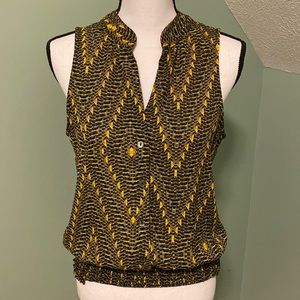 Allison Joy (Evereve) Sleeveless Smocked Bottom Button Front Top